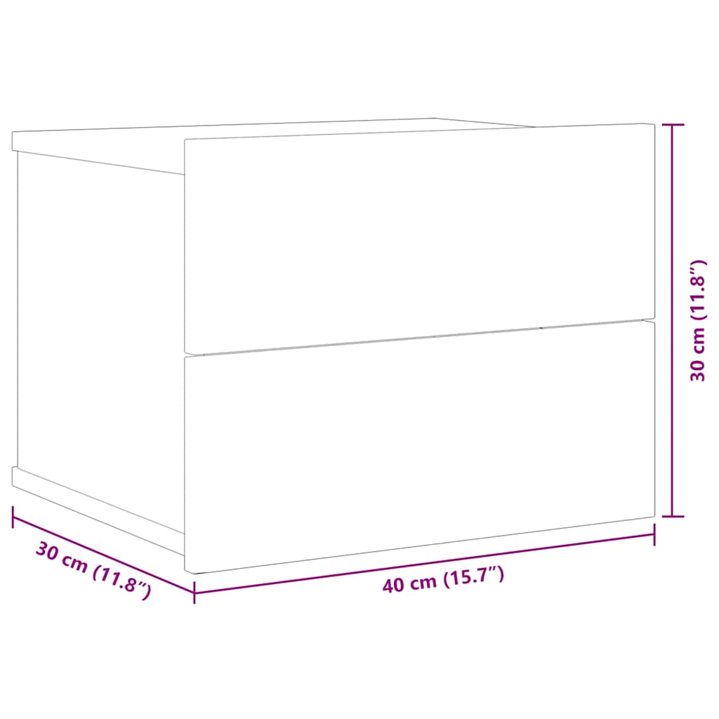 sengeborde 2 stk. 40x30x30 cm konstrueret træ Sort