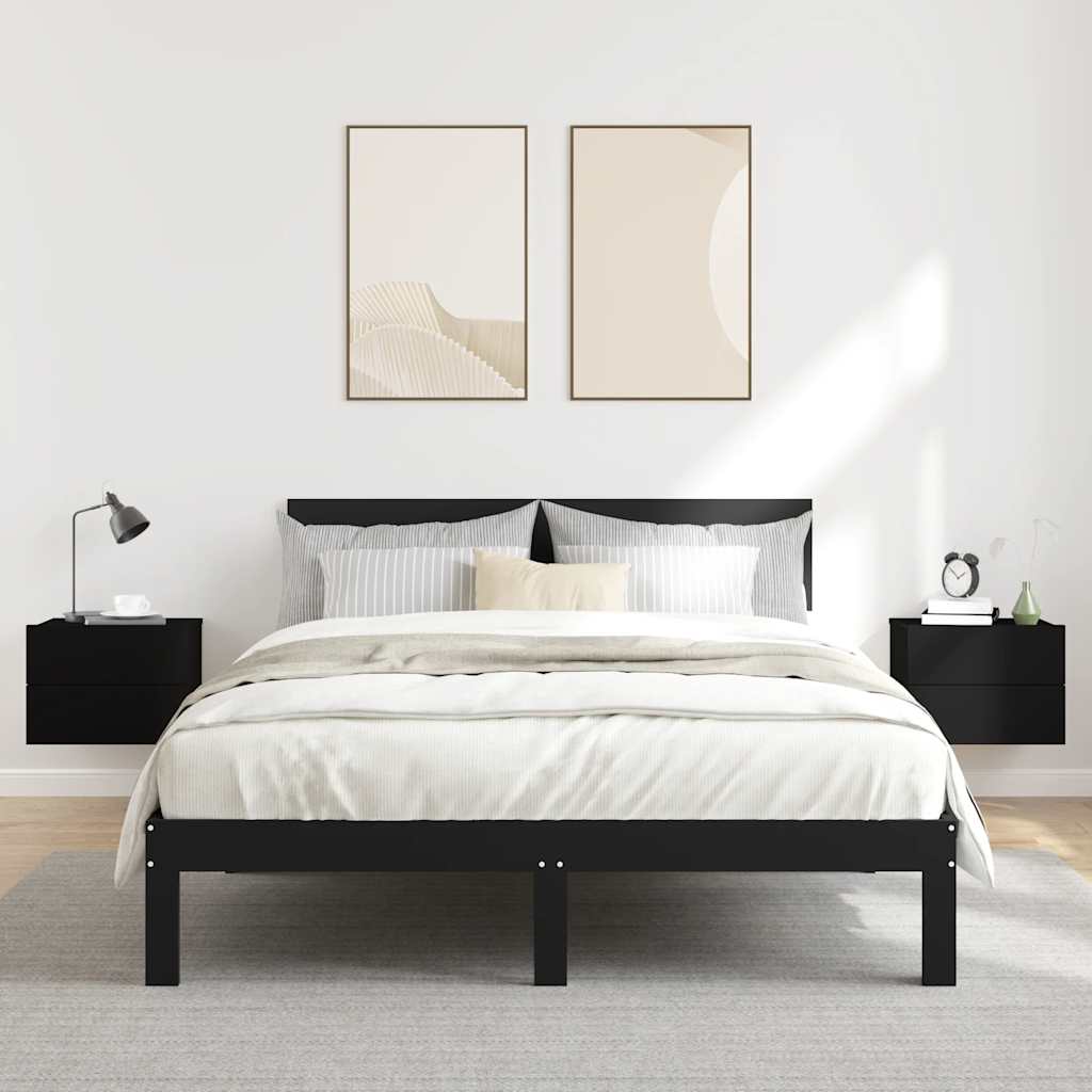 sengeborde 2 stk. 40x30x30 cm konstrueret træ Sort