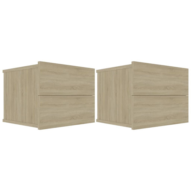 sengeborde 2 stk. 40x30x30 cm konstrueret træ sonoma-eg