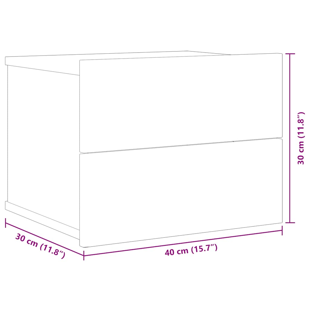 sengebord 40x30x30 cm konstrueret træ betongrå