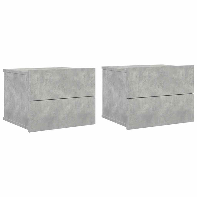 sengeborde 2 stk. 40x30x30 cm konstrueret træ betongrå