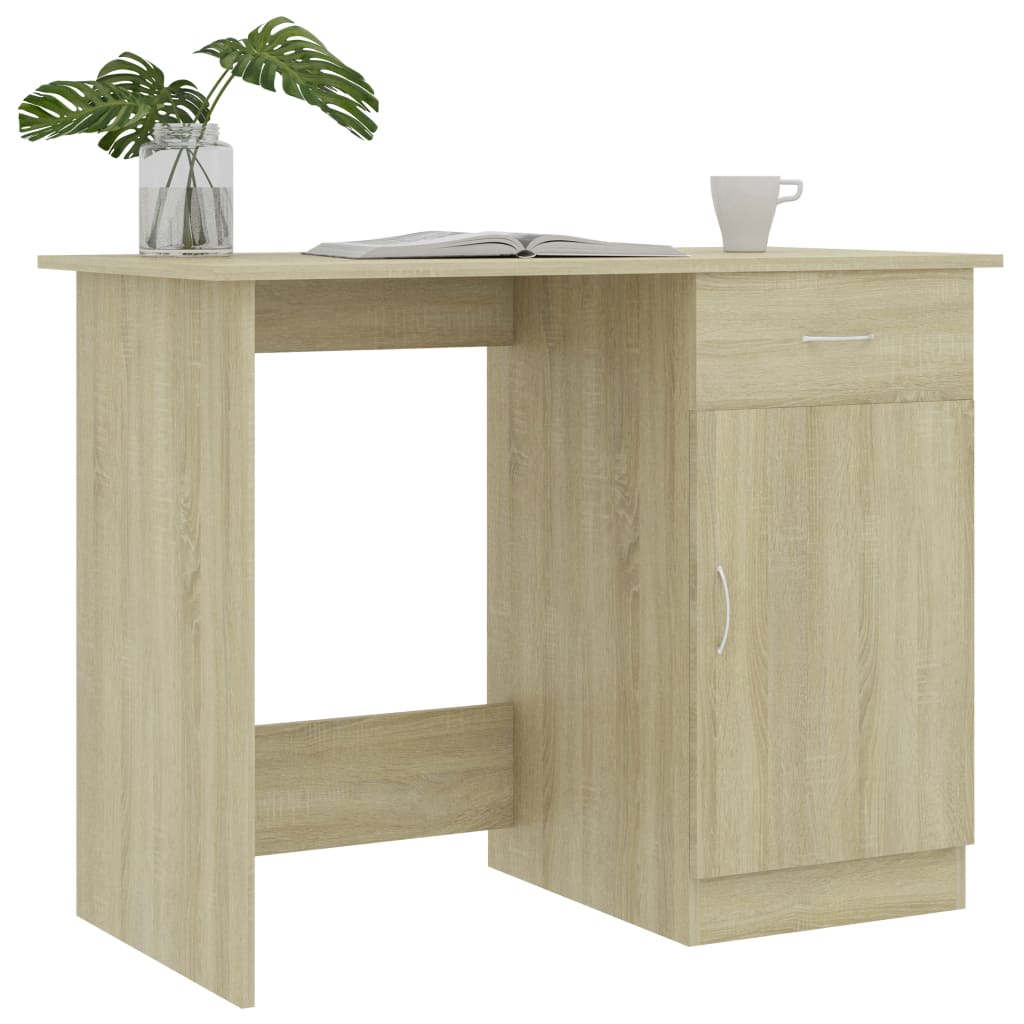 skrivebord 100x50x76 cm konstrueret træ sonoma-eg
