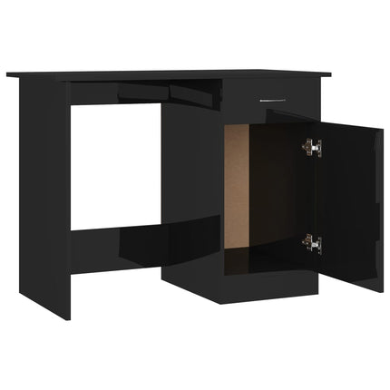 skrivebord 100x50x76 cm konstrueret træ sort højglans