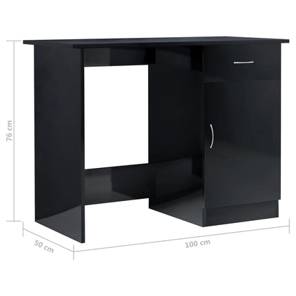 skrivebord 100x50x76 cm konstrueret træ sort højglans
