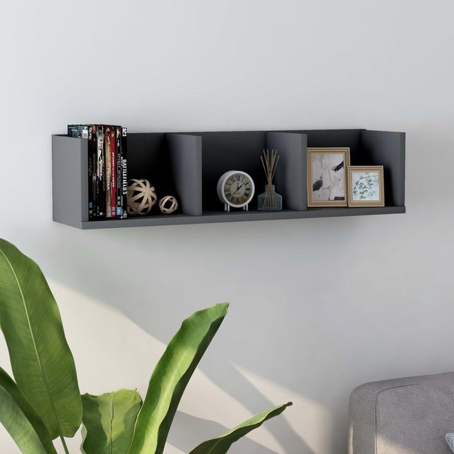 cd-reol 75x18x18 cm konstrueret træ grå