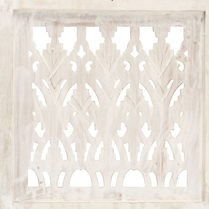 3-panels rumdeler håndskåret 120 x 165 cm massivt mangotræ hvid