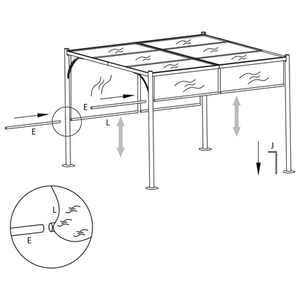 pergola tilbagetrækkeligt tag 3x3 m antracitgrå