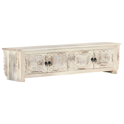 tv-skab 140x30x35 cm massivt mangotræ hvid