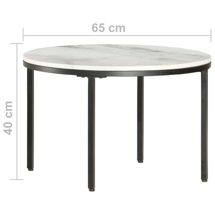 sofabord Ø64 cm ægte massivt marmor hvid og sort