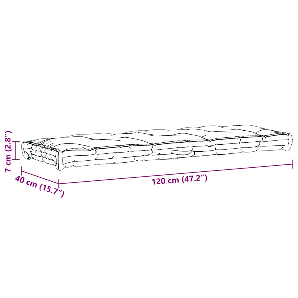 hynde til pallesofa 120x40x7 cm bomuld grå