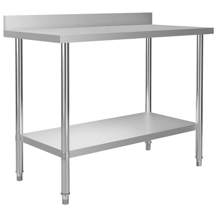 arbejdsbord til køkken m. stænkplade 120x60x93 cm rustfrit stål