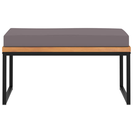 fodskammel med hynde 66x66x36 cm massivt akacietræ mørkegrå