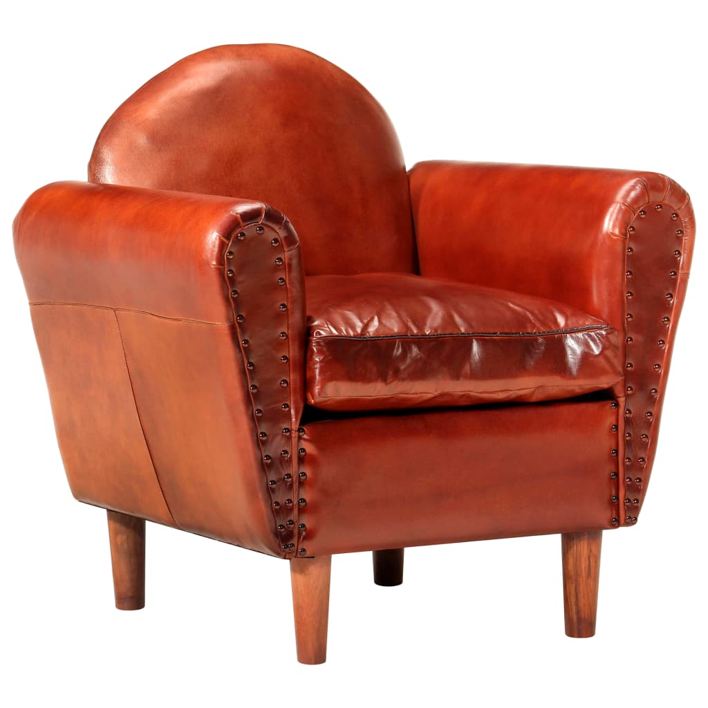 lænestol 77x65x79cm ægte skind brun