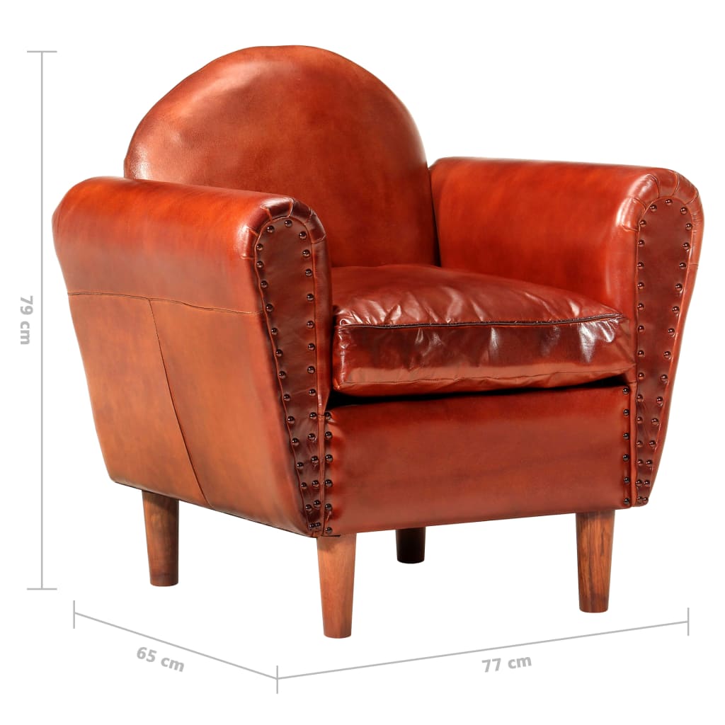 lænestol 77x65x79cm ægte skind brun