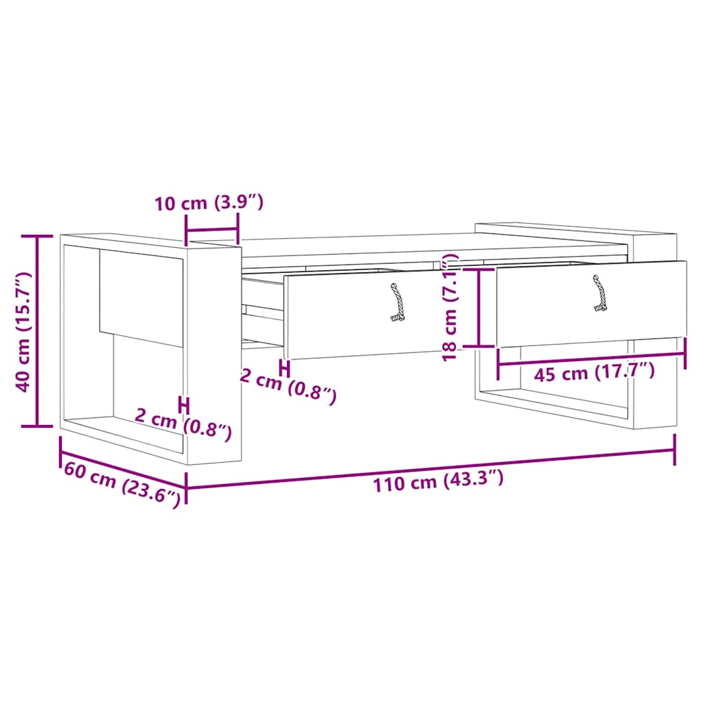 sofabord 110x60x40 cm massivt teaktræ