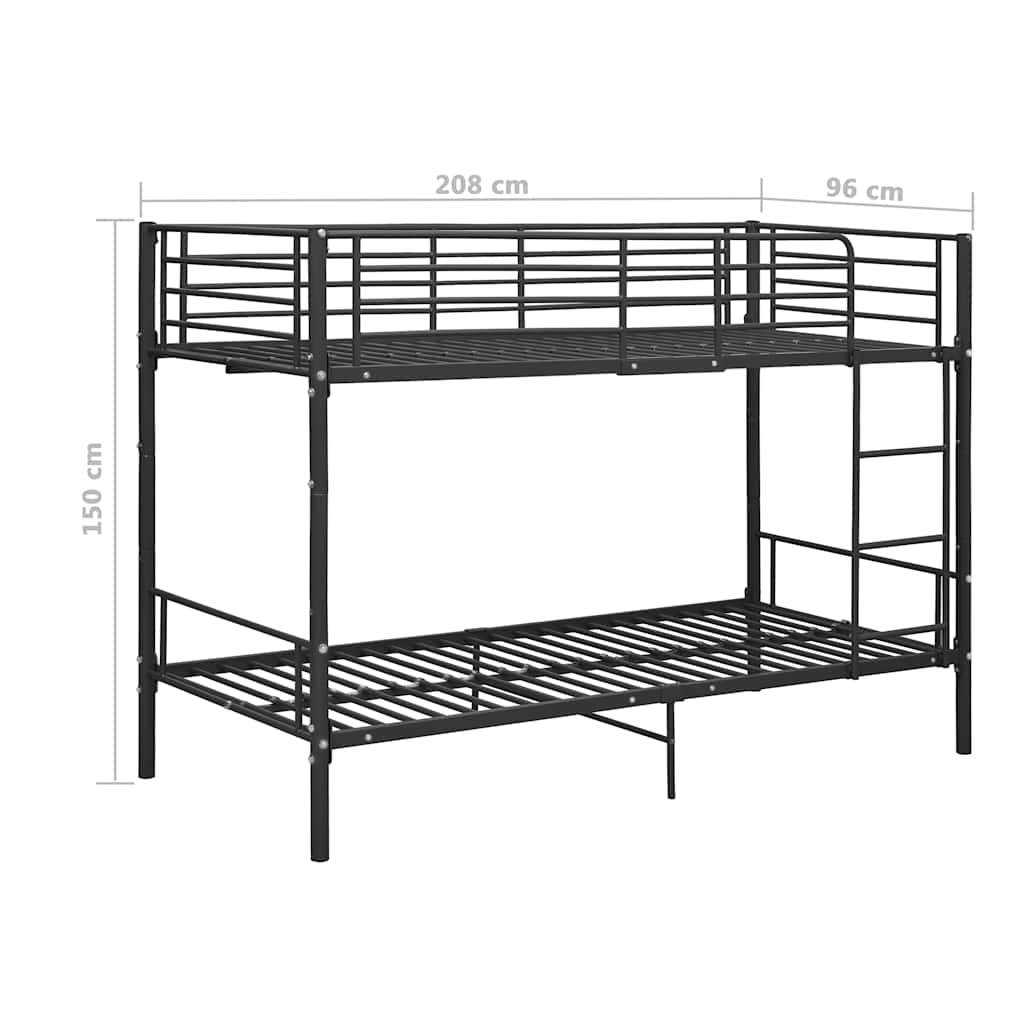køjeseng 90x200 cm metal sort