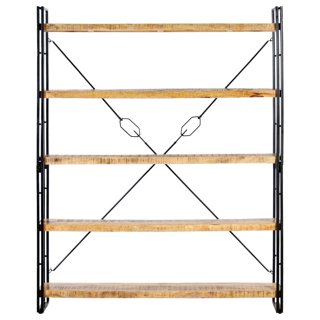 bogreol med 5 hylder 140x30x180 cm massivt mangotræ