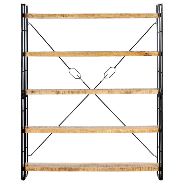bogreol med 5 hylder 140x30x180 cm massivt mangotræ