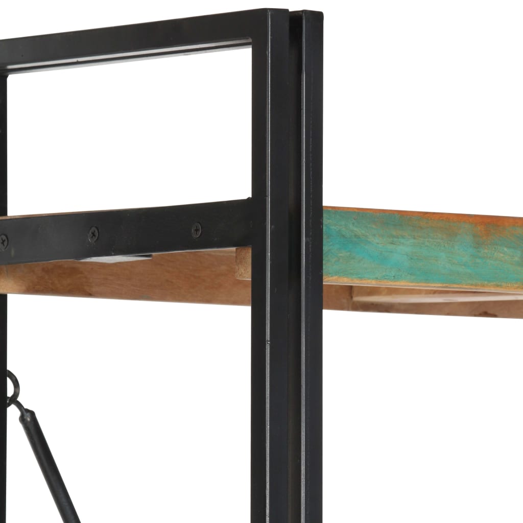 bogreol med 5 hylder 140x30x180 cm massivt genbrugstræ