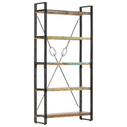 bogreol med 5 hylder 90x30x180 cm massivt genbrugstræ