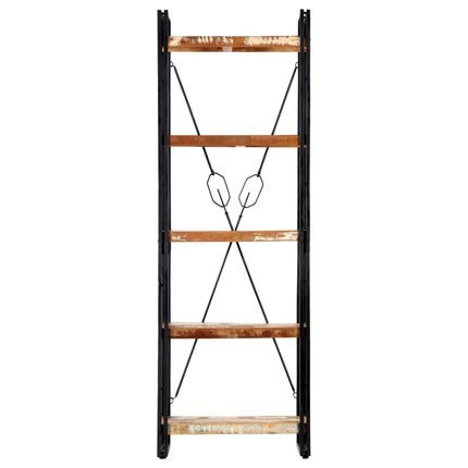 bogreol med 5 hylder 60x30x180 cm massivt genbrugstræ