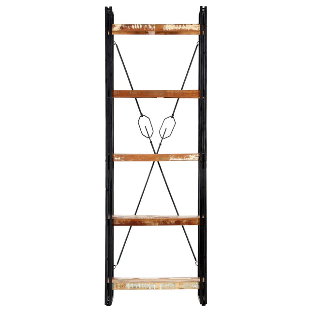 bogreol med 5 hylder 60x30x180 cm massivt genbrugstræ