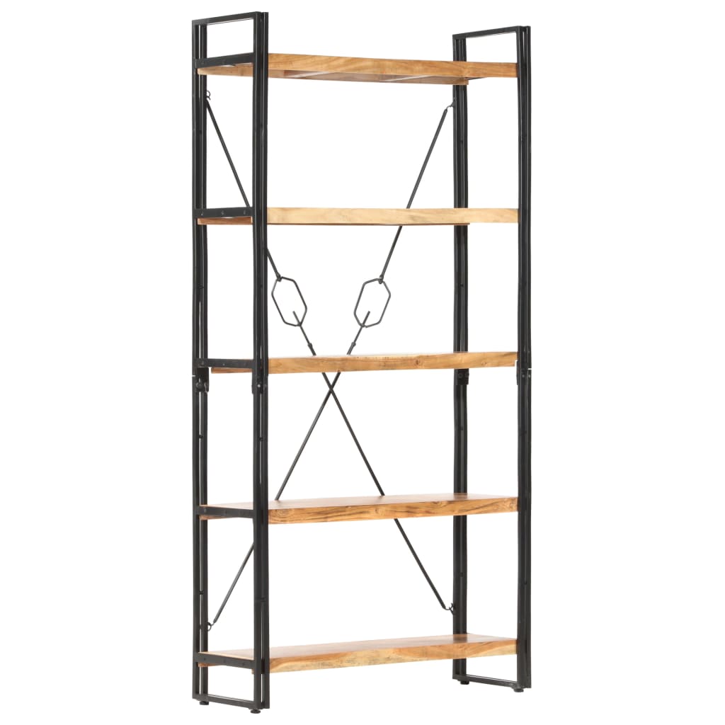 Bogreol Med 5 Hylder 140X30X Massivt Mangotræ Brun - 90 cm / 180 cm