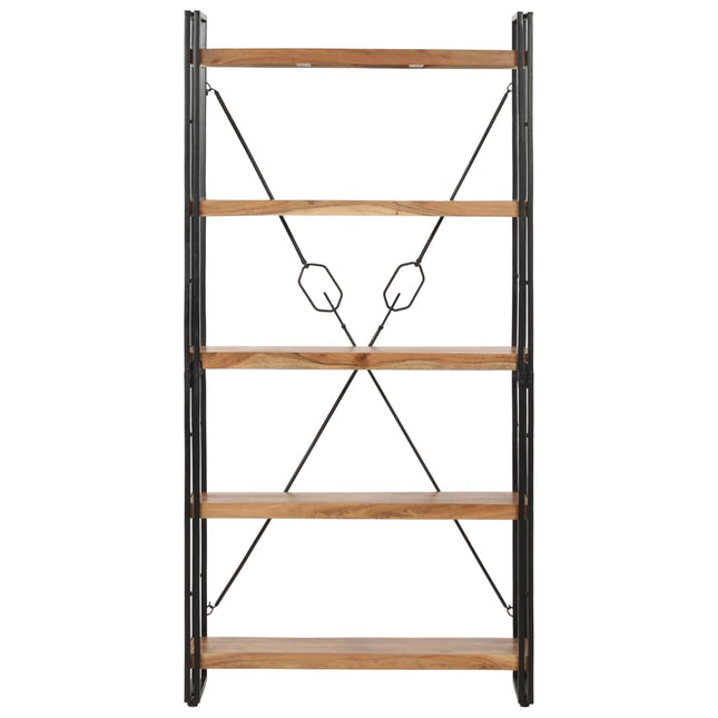 bogreol med 5 hylder 90x30x180 cm massivt akacietræ