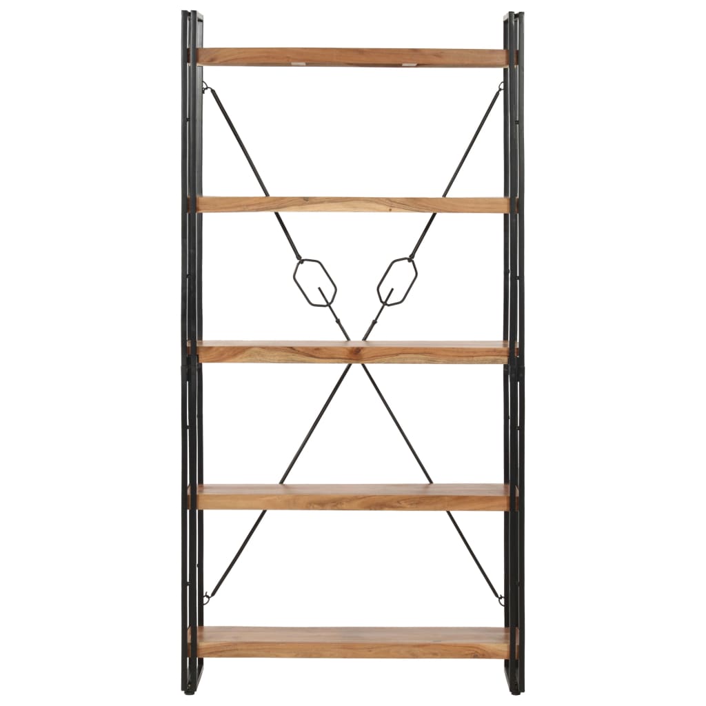 bogreol med 5 hylder 90x30x180 cm massivt akacietræ