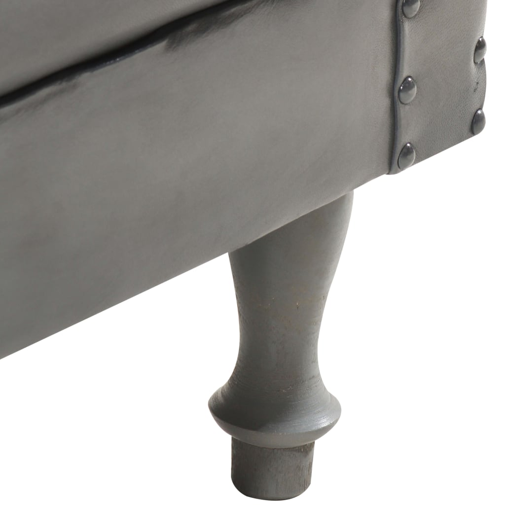 lænestol ægte læder grå