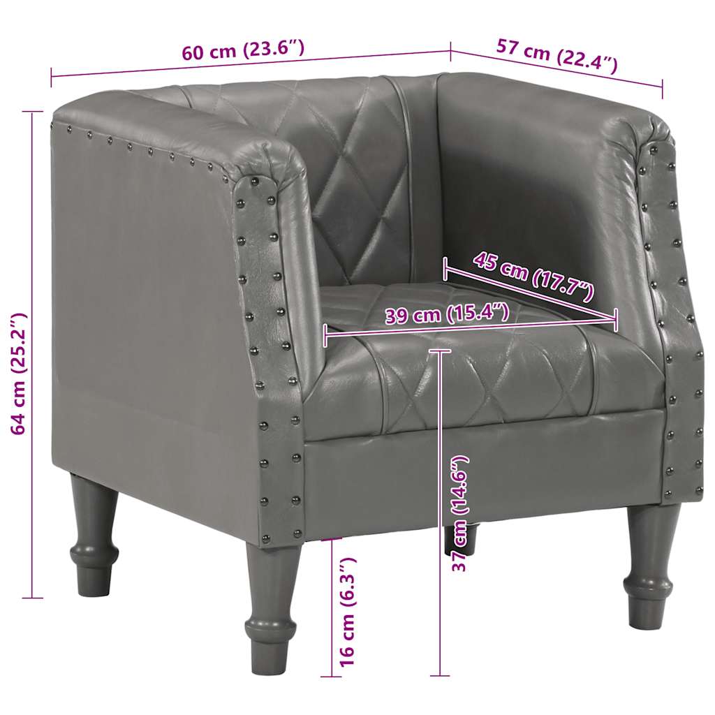 lænestol ægte gedeskind grå