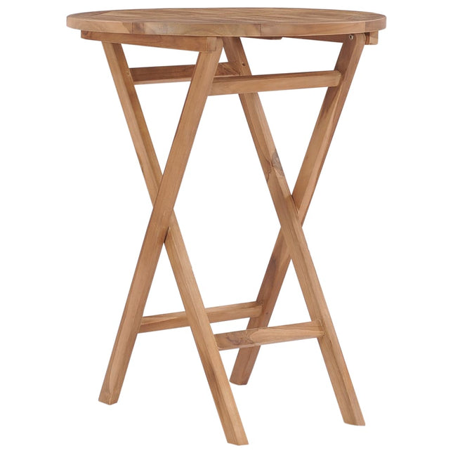 foldbart havebord Ø 60 cm massivt teaktræ