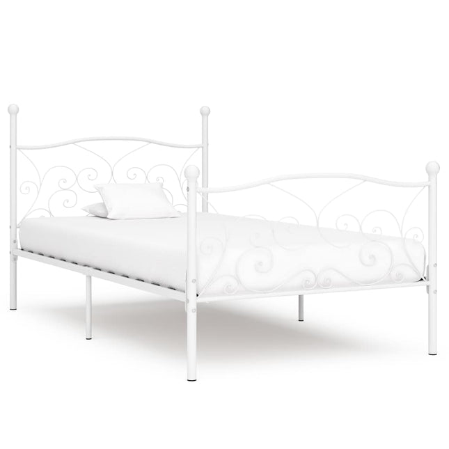 sengestel med lamelbund 90 x 200 cm metal hvid
