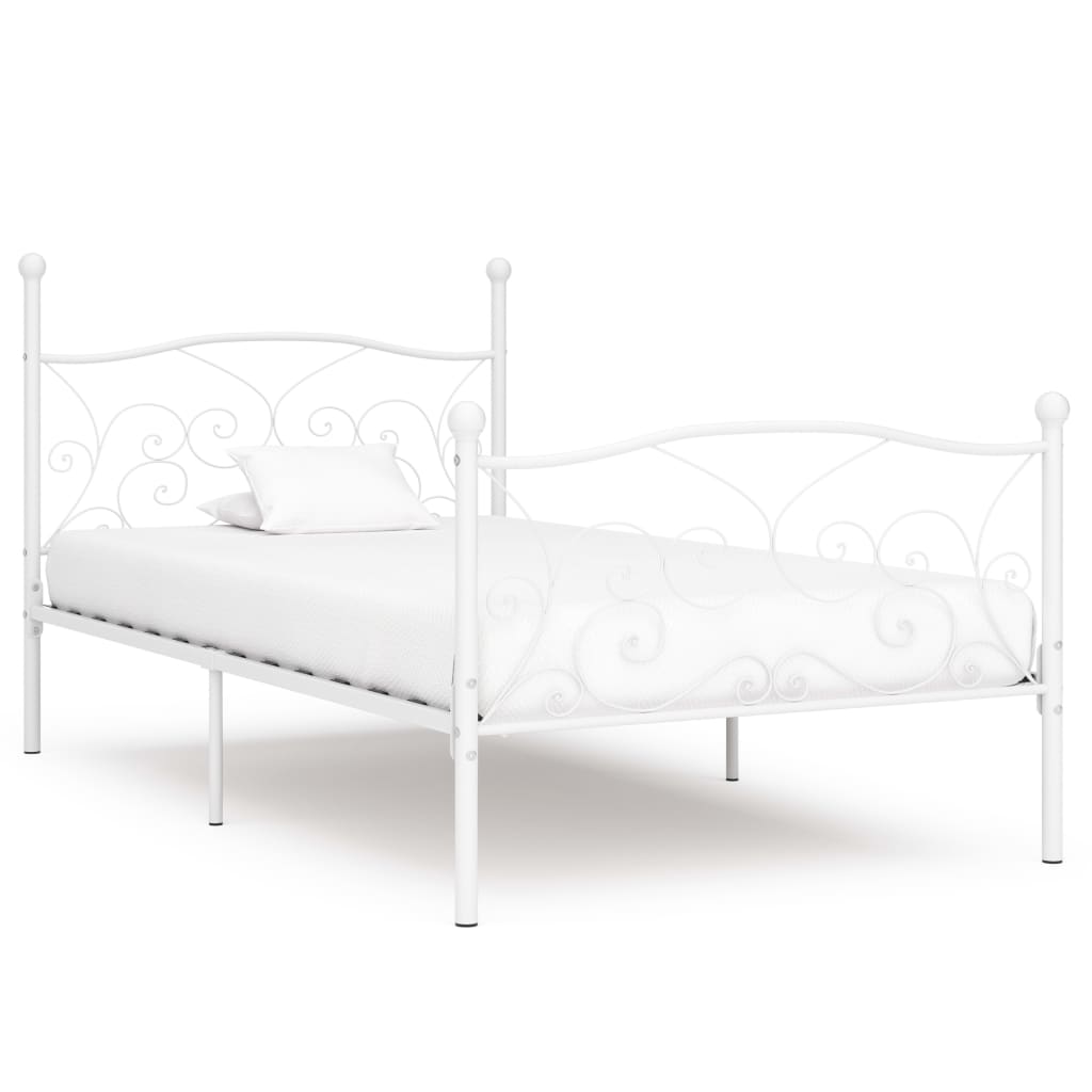 sengestel med lamelbund 90 x 200 cm metal hvid