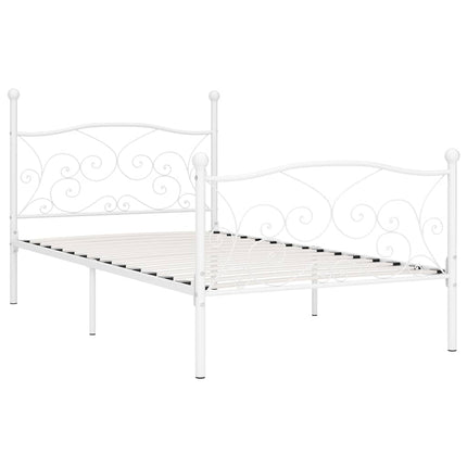 sengestel med lamelbund 90 x 200 cm metal hvid