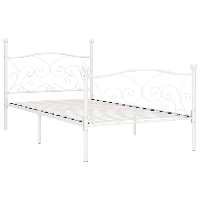 sengestel med lamelbund 90 x 200 cm metal hvid