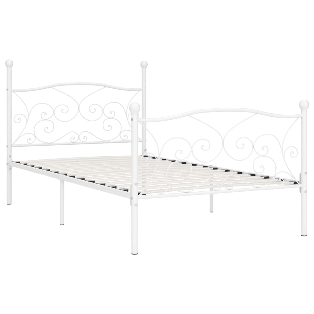 sengestel med lamelbund 90 x 200 cm metal hvid