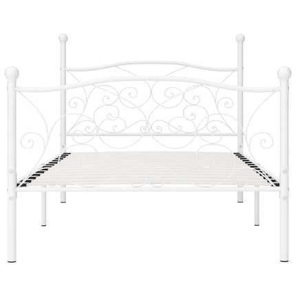 sengestel med lamelbund 90 x 200 cm metal hvid