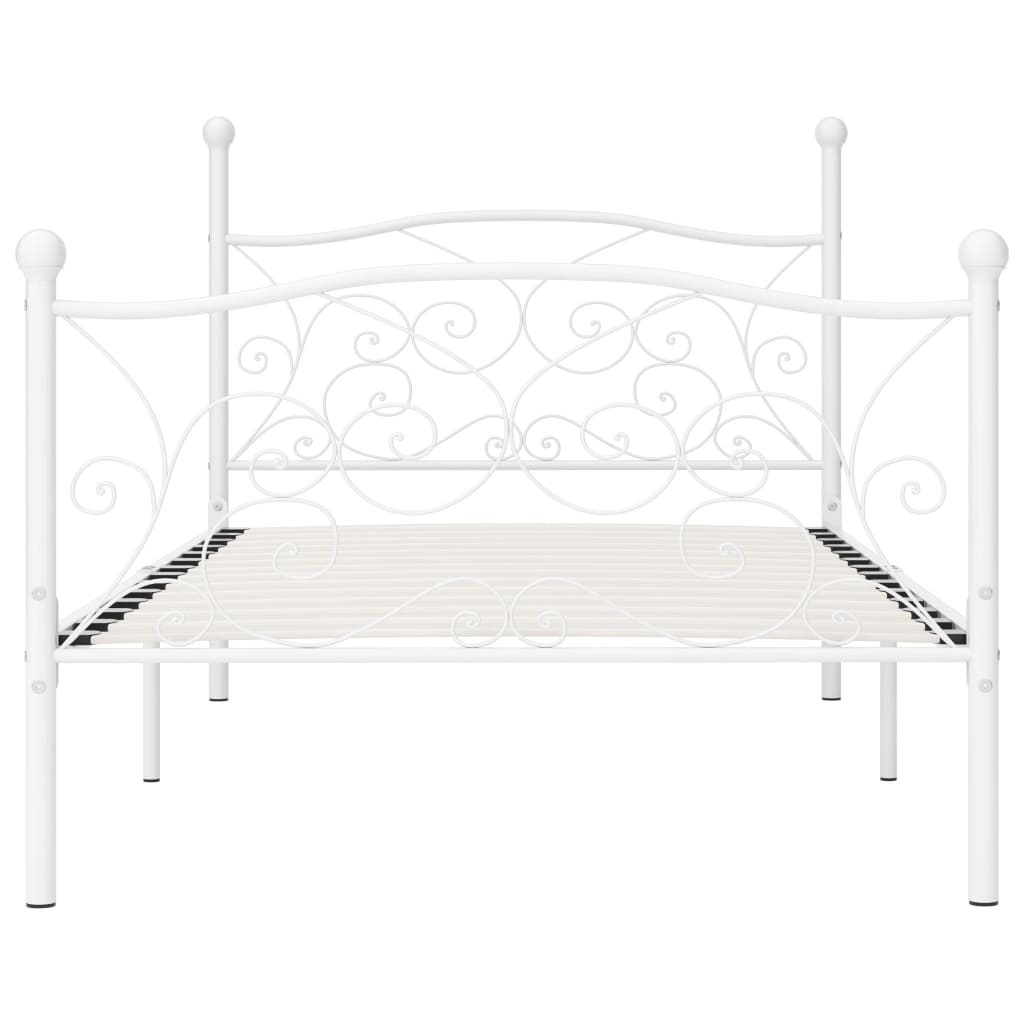sengestel med lamelbund 90 x 200 cm metal hvid