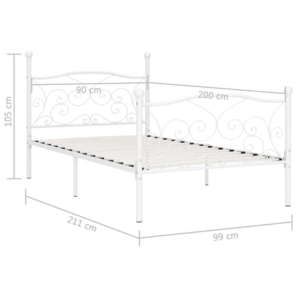 sengestel med lamelbund 90 x 200 cm metal hvid