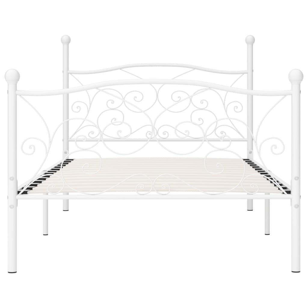 sengestel med lamelbund 100 x 200 cm metal hvid