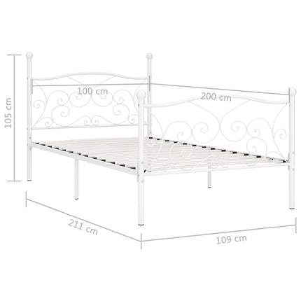 sengestel med lamelbund 100 x 200 cm metal hvid