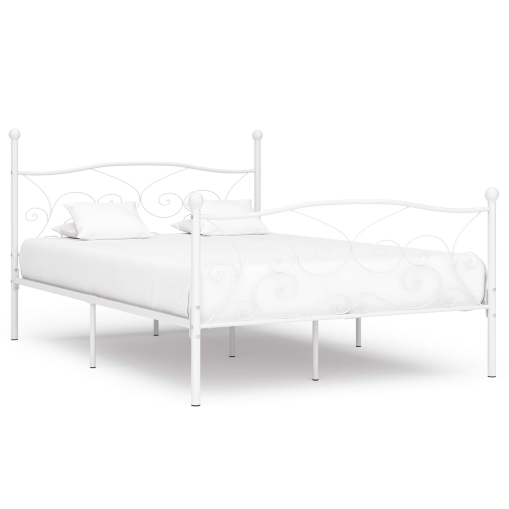 sengestel med lamelbund 120 x 200 cm metal hvid