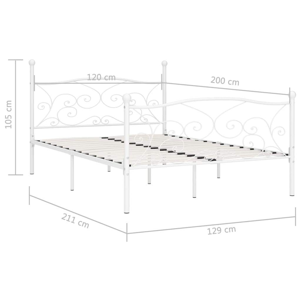 sengestel med lamelbund 120 x 200 cm metal hvid