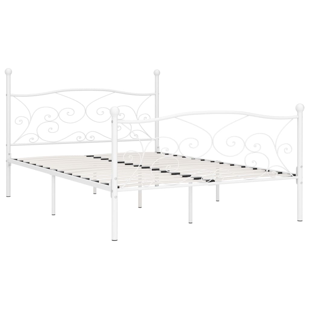 sengestel med lamelbund 140 x 200 cm metal hvid