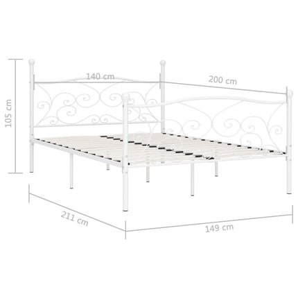 sengestel med lamelbund 140 x 200 cm metal hvid