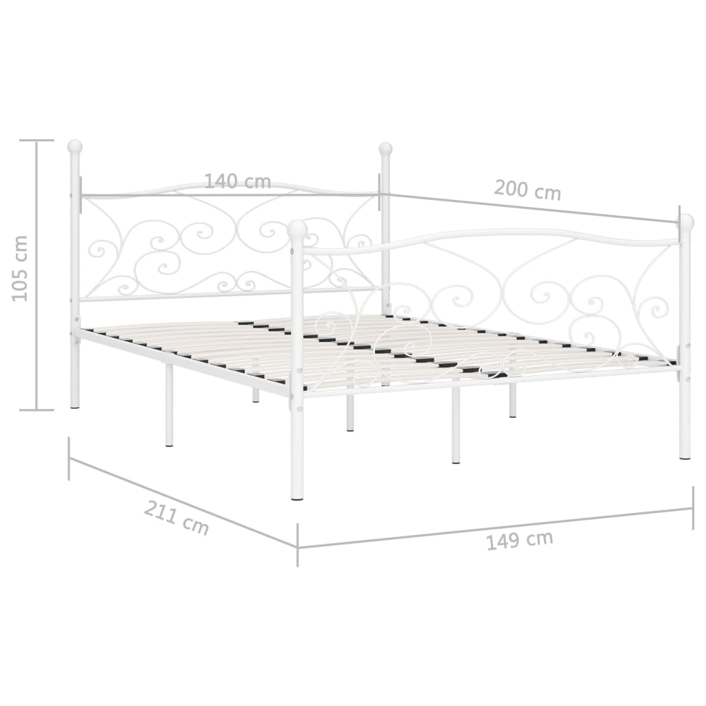 sengestel med lamelbund 140 x 200 cm metal hvid