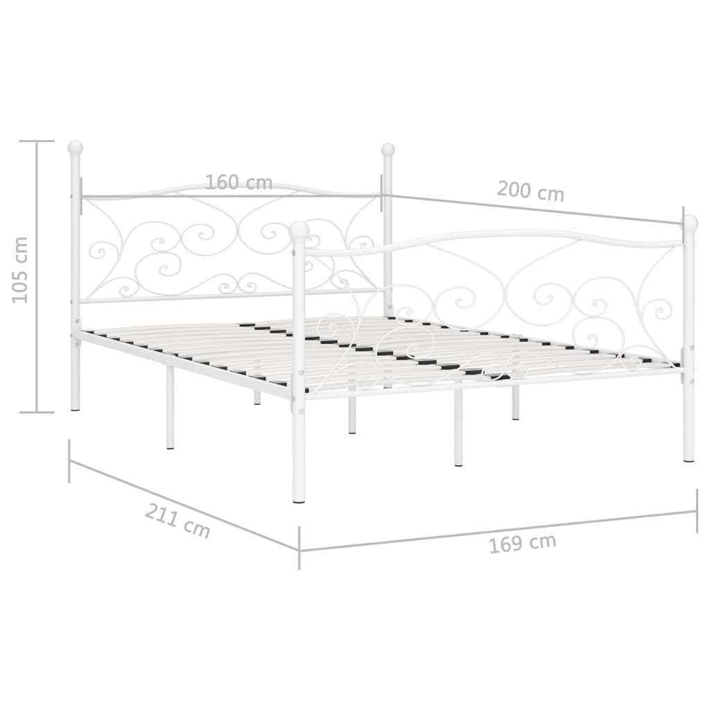sengestel med lamelbund 160 x 200 cm metal hvid