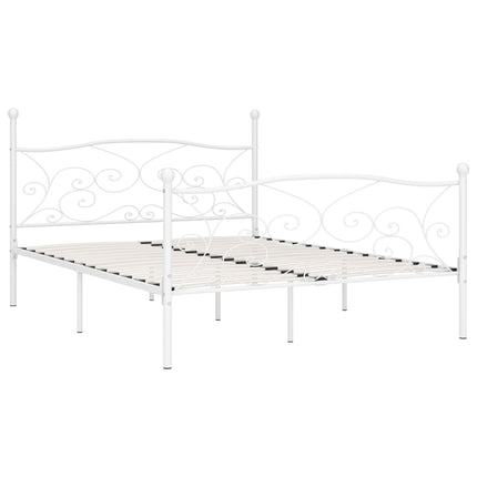 sengestel med lamelbund 200 x 200 cm metal hvid
