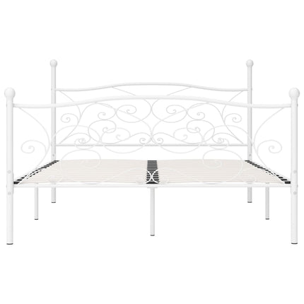 sengestel med lamelbund 200 x 200 cm metal hvid